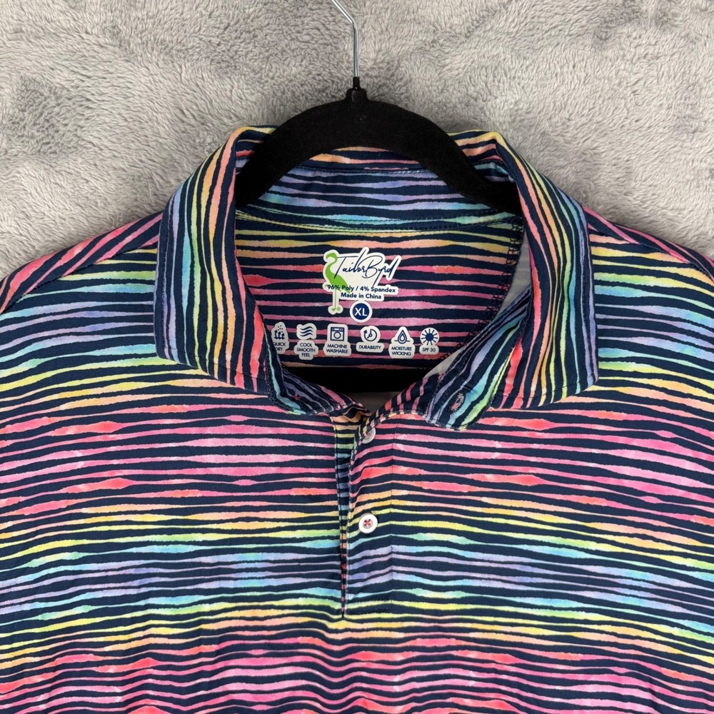 Tailor Byrd Men SPF 30 Performance Golf Polo Colorful Geometric Design Size XL
